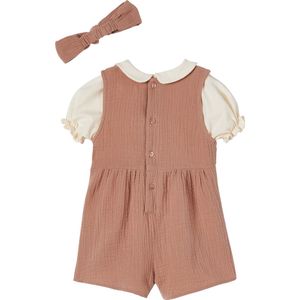 Vertbaudet 3-delige babyset T-shirt, jumpsuit en hoofdband