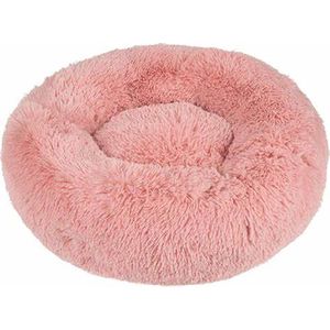 Fluffy Donut Hondenmand - Zalm Roze - 80 CM - Slaapbed - Hondenkussen