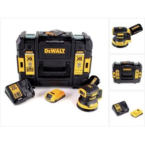 DeWalt DCW 210 D1 Accuschuurmachine Brushless 18V 12.000 tpm 125 mm + 1x accu 2.0 Ah + 1x snellader in TSTAK