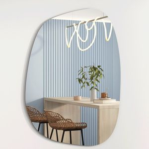 Albatros Designer Spiegel Asymmetrisch 60 x 45cm - Wandspiegel of Deurspiegel, Moderne Organische Vorm - Spiegel Ovaal en Groot - Asymmetrische Spiegel Vormloos en Frameloos, Spiegel Wand