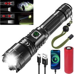 ApexArte® Militaire Zaklamp - Led Zaklampen - 20.000 Lm - Zwart