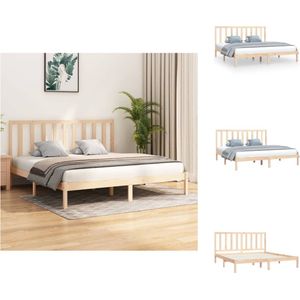 vidaXL Bedframe Grenenhout - 205.5x205.5x100 cm - 200x200 cm - Onbehandeld - Bed