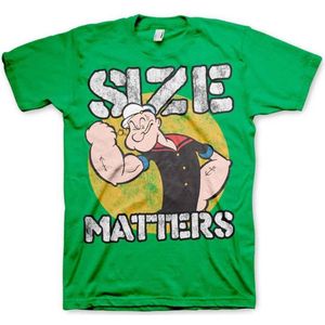 Popeye Heren Tshirt -S- Size Matters Groen