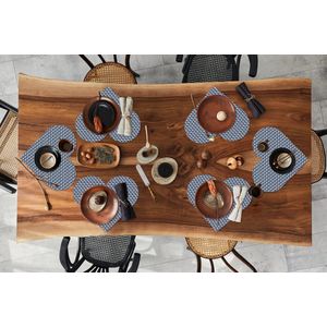 Onderleggers - Placemats - Placemats hartje - Japan - Blauw - Wit - Patronen - 6 stuks