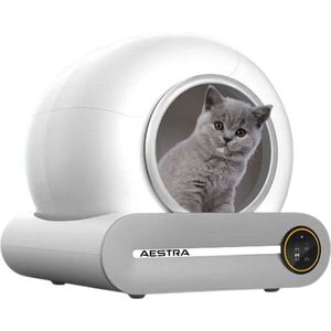 Zelfreinigende Kattenbak - Aestra - Automatische Kattenbak - Inclusief App - Inclusief 5 rollen opvangzakken - Wit