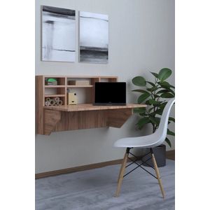 Wandtafel Inklapbare| Ruimtebesparend Klaptafel| Inklapbaar Bureau| Modern en Stijlvol| Draagbare tafel met plank| Handig| Licht Walnoot| 52x90x15 cm