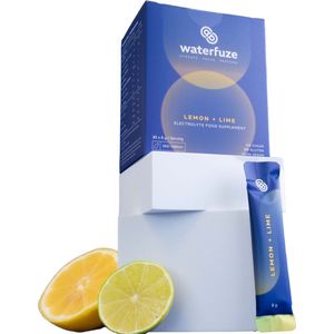 Waterfuze Elektrolyten Electrolytes poeder - Citroen & Limoen - 30 zakjes van 6g - Magnesium, Calcium, Kalium, Natrium - Voedingssupplement - Mix met water - glutenvrij - suikervrij