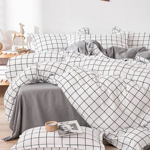 My Ninki ® Moderne Omkeerbare Zwart-Wit Geruite Microvezel Beddengoedset met Kussensloop en Ritssluiting