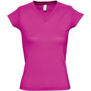 SOLS Dames/dames Maan V Hals T-Shirt met korte mouwen (Fuchsia)