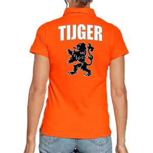 Tijger Holland supporter poloshirt - dames - oranje met leeuw - Nederland fan / EK / WK polo shirt / kleding XS