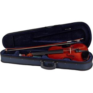 Leonardo LV-1614 viool set 1/4, massief, ebbenhouten fittings, incl. fijnstemmer staartstuk, strijkstok en koffer