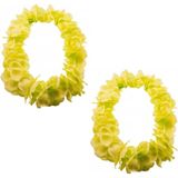 Set van 3x stuks hawaii kransen bloemen slingers neon geel - Verkleed accessoires