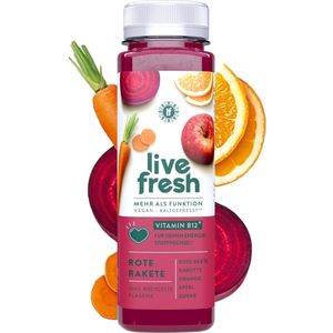 LiveFresh groentesap met rode biet – koudgeperst vruchtensap zonder toegevoegde suiker – gemaakt van rode biet, appel, sinaasappel, wortel & komkommer – Rote Rakete – 24x250ml