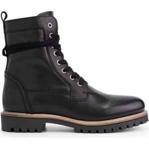 Travelin' Kvinlog Heren - Leren Veterschoenen - Wol gevoerde boots - Zwart leer - Maat 42