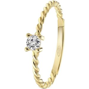 Lucardi Dames Ring gedraaid met zirkonia - Ring - Cadeau voor vrouwen - 14 Karaat Goud - Geelgoud