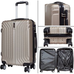 Handbagage koffer - Reiskoffer trolley - Lichtgewicht koffers met slot op wielen - Stevig ABS - 40 Liter - Palma - Goud - Travelsuitcase - S