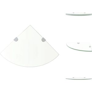 vidaXL Zwevend schap Hoek - 25x25 cm - Transparant Gehard glas - 8 mm - Wandsteun