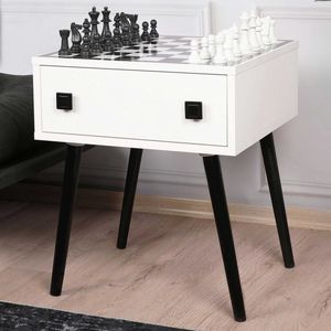 Schaaktafel Kalune - 50x60x40 cm - Zwart/wit