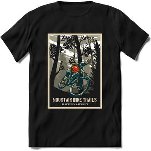Mountainbike Trails | TSK Studio Mountainbike kleding Sport T-Shirt | Grijs | Heren / Dames | Perfect MTB Verjaardag Cadeau Shirt Maat M