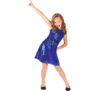 NINGBO PARTY SUPPLIES - Blauwe glitter disco jurk voor meiden - 104/110 (4-5 jaar)