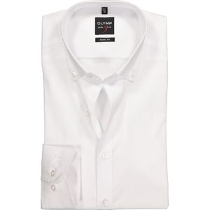 OLYMP Level 5 body fit overhemd - wit met button-down kraag - Strijkvriendelijk - Boordmaat: 46