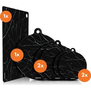 Louvera Inductie Beschermer Set – Hittebestendig tot 280 ºC – Panbeschermers - Afdekplaat voor Kookplaat - Inductie Mat Voor Elk Formaat - 6 stuks – Inductie mat – Onderzetter - Incl. E-book - Geschikt voor Booster Functie - Marmer
