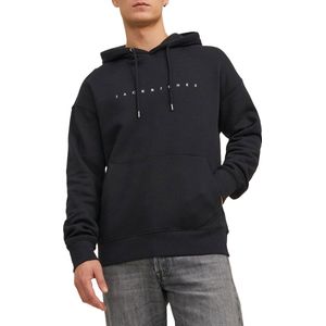 JACK & JONES Star jj sweat hood regular fit - heren hoodie katoenmengsel met capuchon - zwart - Maat: XXL