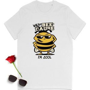 Heren T Shirt 'Bee' Cool - Wit -  Maat M