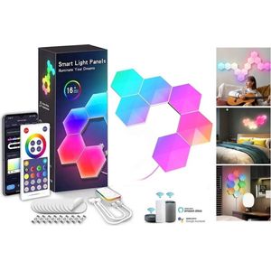 APO Electronics® - Hexagon LED Verlichting - 6 Stuks - App bediening geschikt voor Tuya - Gaming Verlichting - RGB & IC LED Panelen - Wandlamp Met Afstandsbediening