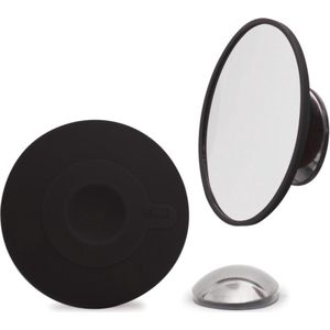 Compacte/kleine Bosign Make-upspiegel Vergrotend (10x), zwart, magnetische spiegelhouder, diameter 11 cm