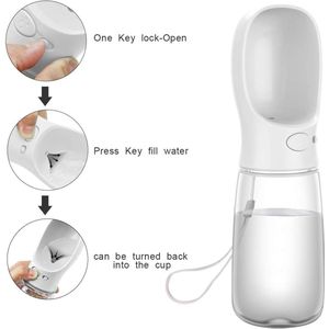Draagbare waterfles voor honden, waterdispenser voor huisdieren, antibacterieel, geschikt voor levensmiddelen, lekvrij, drinkfles voor honden en katten, drinkbak voor buiten, cadeau voor honden (550 ml, wit)