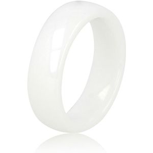 My Bendel - Keramieken ring wit 6mm - Mooi blijvende brede ring wit - Draagt heerlijk en onbreekbaar - Met luxe cadeauverpakking