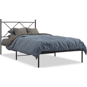 vidaXL - Bedframe - met - hoofdbord - metaal - zwart - 100x190 - cm