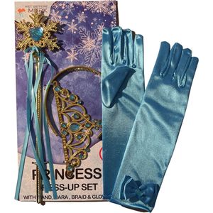 Prinsessen Speelgoed - Prinses Kroon (Tiara) - Toverstaf - Prinsessen Handschoenen - Voor bij je Verkleedkleding - Groen - Goud