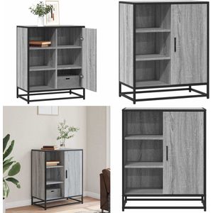 vidaXL Dressoir 62x35x76 cm bewerkt hout grijs sonoma eikenkleurig - Dressoir - Dressoirs - Opbergkast - Wandkast