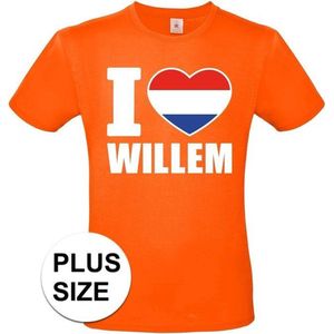 Oranje I love Willem grote maten shirt heren 3XL