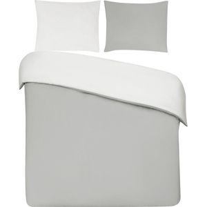 Dekbedovertrek My Luxe. - 100% percal katoen - 140x200/220 - double face lichtgrijs wit