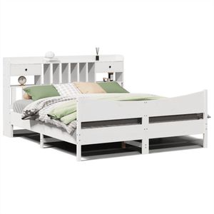 vidaXL - Bedframe - zonder - matras - massief - grenenhout - wit - 200x200 - cm