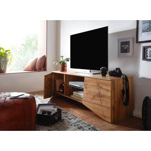 Rootz TV-meubel - Lowboard - TV-dressoir met twee deuren - Modern hoog design TV-meubel - Woonkamer TV-meubel - Eikenhout - 160x50x40 cm
