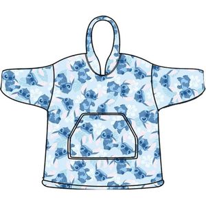 Disney Lilo & Stitch Hoodie Fleece deken, Blue Flower - Kind - One Size (7-14 jaar) - Polyester