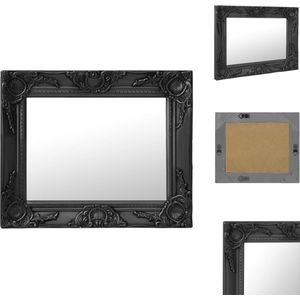 vidaXL Wandspiegel Barok Zwart - 50 x 40 cm - Antieke Uitstraling - Spiegel