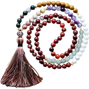 Marama - ketting Nevada - dames - edelsteen agaat en jaspis - mala - 101.6 cm - cadeautje voor haar