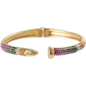 Nouka Dames Armband – Goud Gekleurde Slangen Bangle met Multicolor Strass Steentjes- Stainless Steel – Cadeau voor Vrouwen