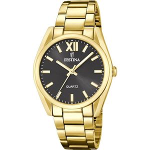 Festina F20640/6 Dames Horloge - Mineraalglas - Roestvrijstaal/Leer - Quartz - Gesp - 5 ATM (douchen)