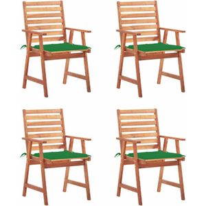 vidaXL - Tuinstoelen - 4 - st - met - kussens - massief - acaciahout