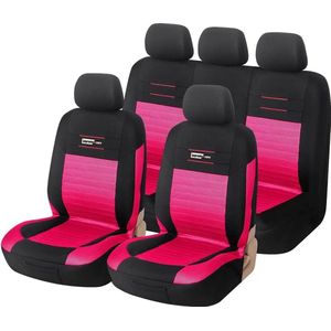Auto-Stoelhoezen Set Universeel Zwart Roze | Autostoel Hoezen met Deelbare Achterbank | Auto Accessoires Interieur