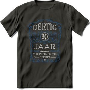 30 Jaar Legendarisch Gerijpt T-Shirt | Blauw - Grijs | Grappig Verjaardag en Feest Cadeau Shirt | Dames - Heren - Unisex | Tshirt Kleding Kado | - Donker Grijs - L