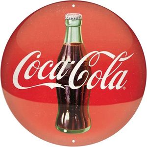 Rond Metaal Bord 35cm Coca-Cola