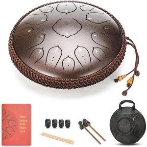 14 Inch Stalen Tong Drum - Hand Pan Drum met 15 Noten en Draagtas - Ideaal voor Yoga en Muziekonderwijs