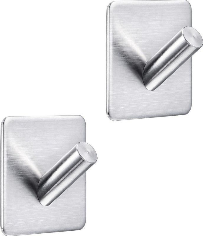 Handdoekhaakjes zelfklevend - Zilver RVS - Haakjes badkamer & keuken - Design wandhaakjes Plakkend - 2 stuks